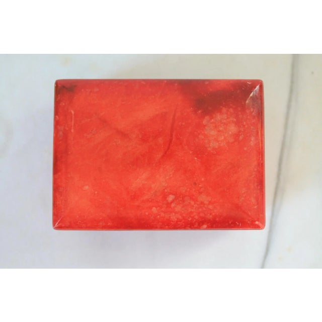 Burnt Orange Italian Hand Painted Coral Alabaster Trinket Box For Sale - Image 8 of 10