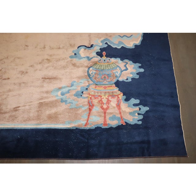 Antique Zabihi Collection Chinese Art Deco Carpet - 8'5" x 10'2" For Sale - Image 4 of 8