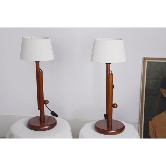 Scandinavian Teak Adjustable Table Lamps, 2000s, Set of 2 For Sale - Image 9 of 11
