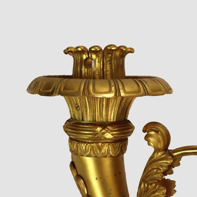Pair Antique Napoleonic French Empire Gilt Bronze Conucopia Form Sconces 19thC Measures - 16 1/2" x 4 3/4" x 8" A pair of...