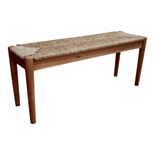 1980s Vintage Mel Smilow-Style Woven Modernist Rush Bench For Sale