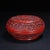 Red Cinnabar Lacquer Round Lidded Box With Kirin Relief Carving, Chinoiserie Decorative Trinket Box For Sale - Image 10 of 12