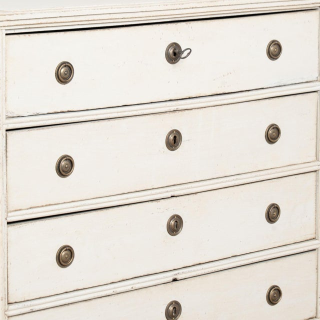 19th Century White Swedish Pine Chest of Four Drawers For Sale - Image 9 of 15