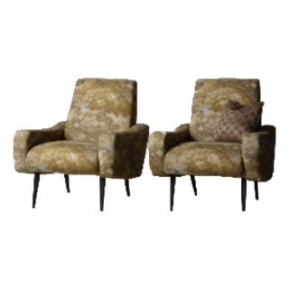 Pierce & Ward Upholstered Chair 1950's Italian Armchairs in the Style of Marco Zanuso For Sale