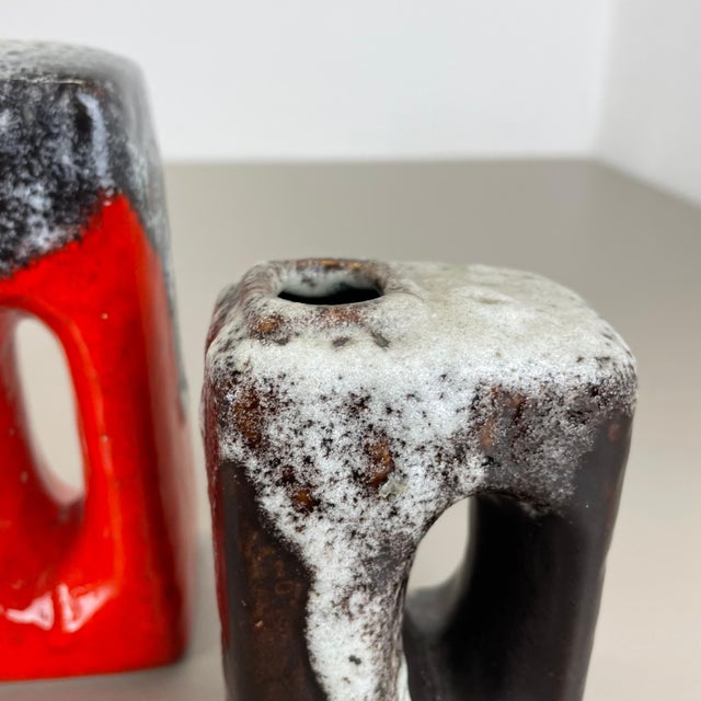 Pottery Fat Lava Hole Vases from Übelacker Ceramics, Germany, 1970s, Set of 3 For Sale - Image 10 of 18
