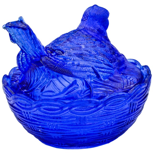 Mid 20th Century Handblown Blue Americana Glass Bird-Figurine Centerpiece For Sale - Image 4 of 8