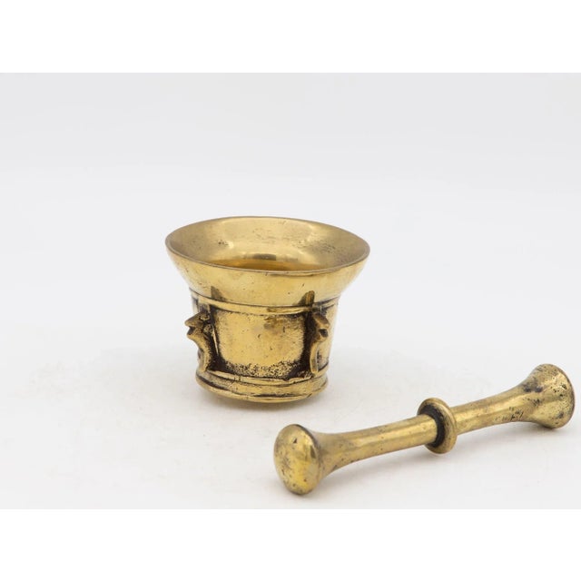 Early 20th Century Antique Vintage Brass Mortar and Pestle For Sale - Image 5 of 9