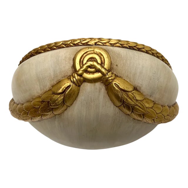 Large Ceramic Half Moon Wall Sconce with Gold Garland, 1960s For Sale