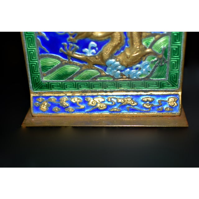 Pair 20th Century Chinese Enamel Dragon Bookends For Sale - Image 10 of 12
