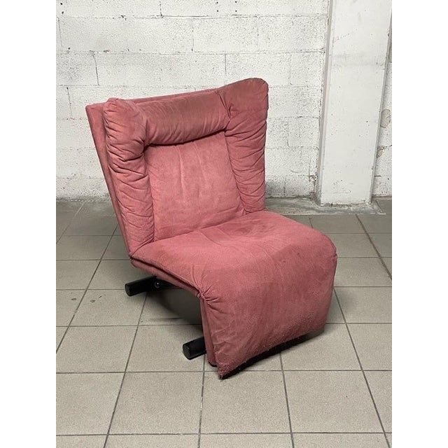Black Relaxation Lounge Chair in Red Alcantara from Cinova, 1980s For Sale - Image 8 of 18
