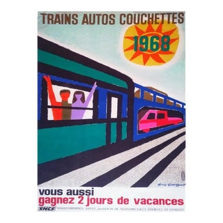 1968 SNCF - Trains Autos Couchettes Poster For Sale