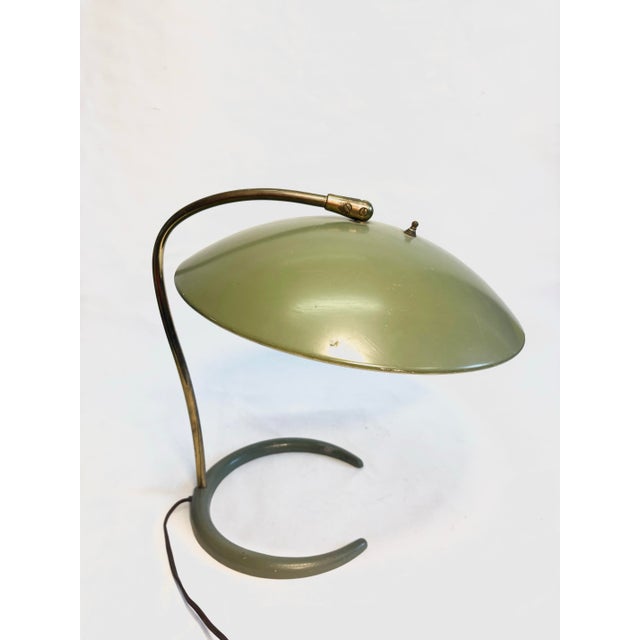 Mid-Century Modern Mid 20th Century Mid Century Modern Green Enamel Desk Lamp For Sale - Image 3 of 12