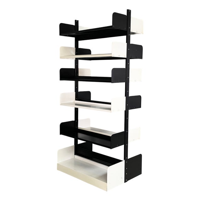 Italian Modern Modular Black and White Bookcase from Lips Vago, 1970s For Sale