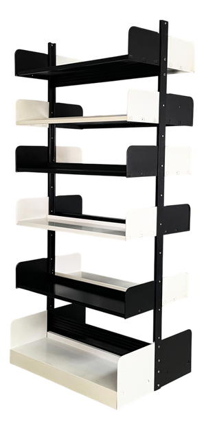 Italian Modern Modular Black and White Bookcase from Lips Vago, 1970s