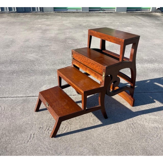 Regency Style Metamorphic Cane Seat Library Chair, Steps, by Bittner, Louisville