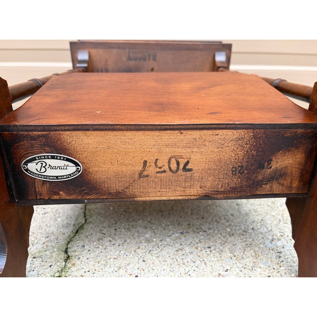 Mid-20th Century Brandt Walnut Faux Bamboo Side Table With Drawer & Magazine Rack For Sale - Image 17 of 17