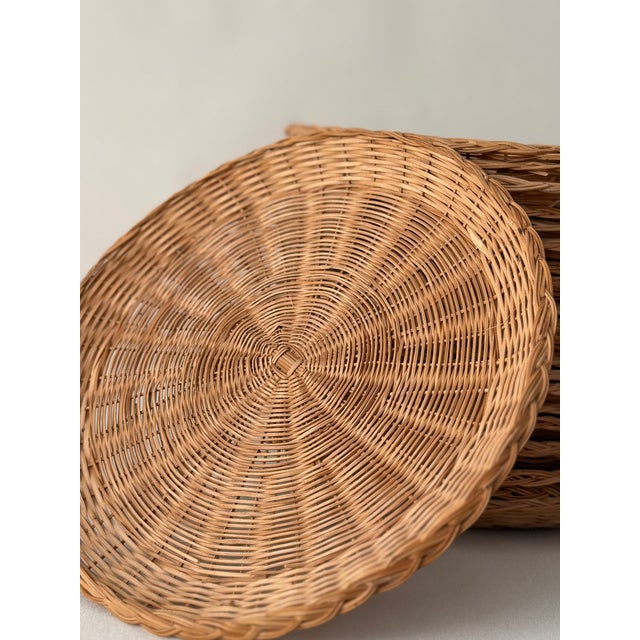 Vintage Woven Wicker Charger Plates — Set of 22 For Sale - Image 4 of 4