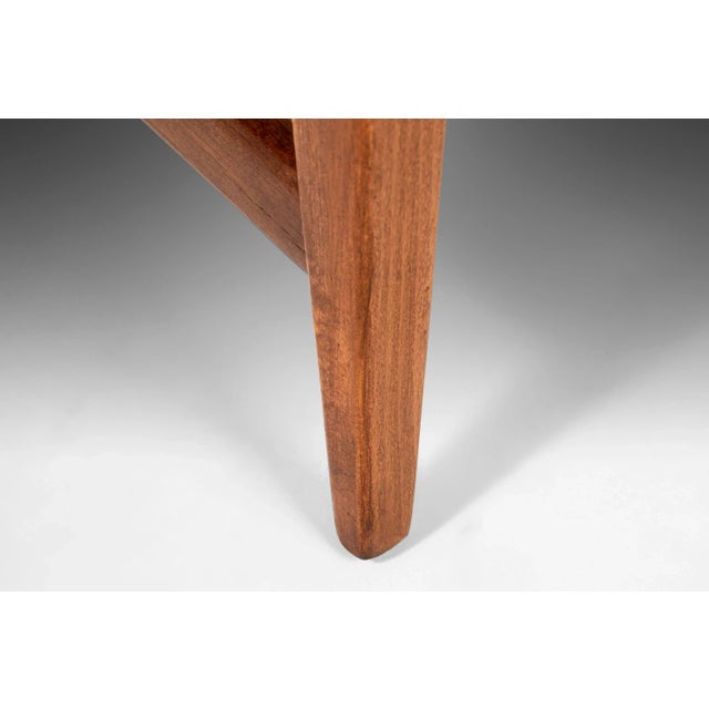 Circa 1960s Italian Upholstered Angular Walnut Base Lounge Chairs After Gio Ponti - A Pair For Sale - Image 11 of 12