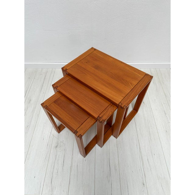 Mid-Century Modern Vintage Mid-Century Danish Teak Nesting Coffee Side Tables, 1970s, Set of 3 For Sale - Image 3 of 6