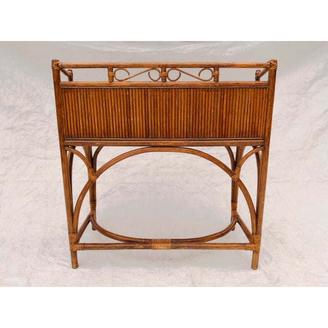 70's Vintage Hollywood Recency Style Palm Beach Bamboo & Rattan Desk For Sale - Image 9 of 11