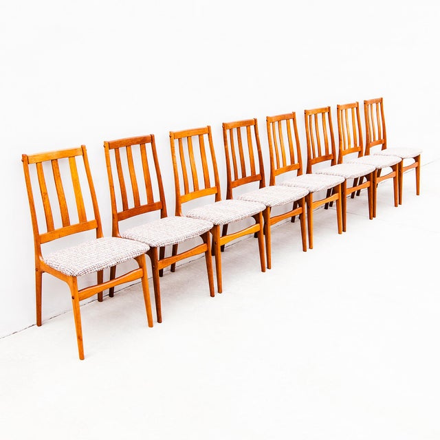 1970s Restored Danish Modern Solid Teak Slat Back Dining Chairs For Sale - Image 9 of 10