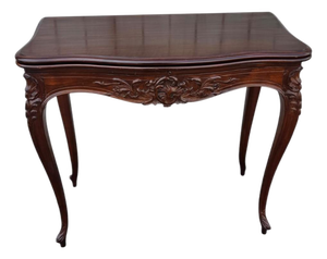19th Century French Walnut Hand Carved Console Table/ Game Table.