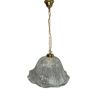 Vintage Textured Murano Style Glass Pendant Lamp from Massive,1970s For Sale