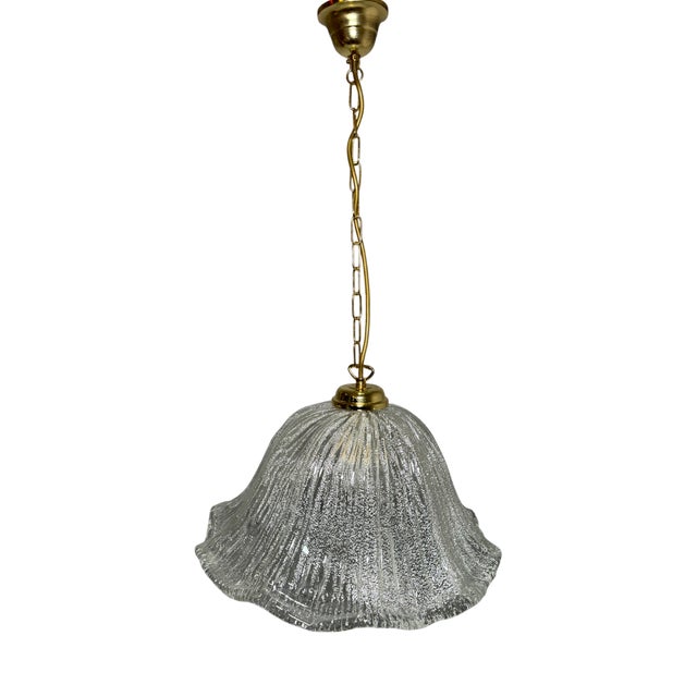 Vintage Textured Murano Style Glass Pendant Lamp from Massive,1970s For Sale