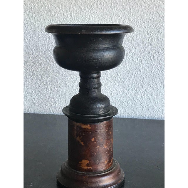 Pair of Wooden Turned Vessels on Stand, Continental 19th Century.