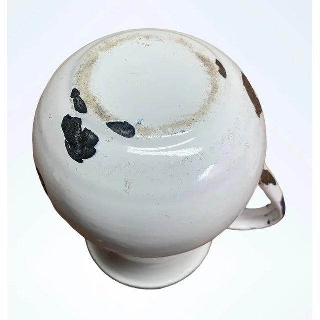White Antique French Metal Pitcher For Sale - Image 8 of 9
