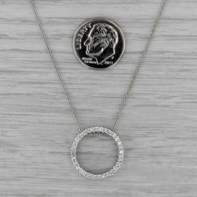 0.47ctw Diamond Eternity Circle Pendant Necklace 14k Gold 16.25" Cable Chain For Sale In Greensboro - Image 6 of 6