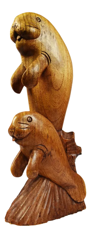 Hand Carved Wooden Sealion Seal Sea Animal Figurine