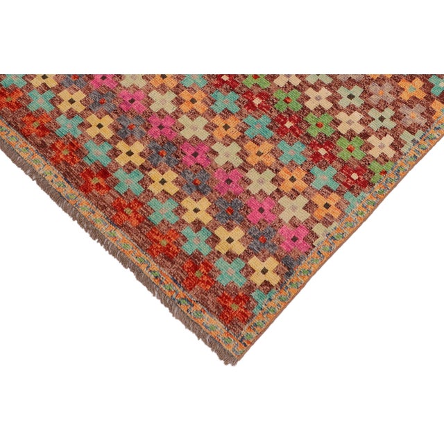 Shabby Chic Balochi Maroon/Blue Wool Rug - 3'4''x4'10'' For Sale - Image 4 of 11