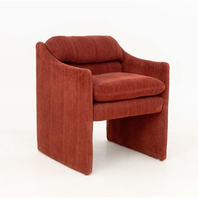Red Set of Four Modernist Red Velvet Upholstered Lounge Chairs For Sale - Image 8 of 11