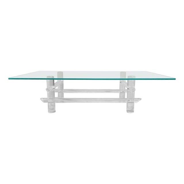 Lucite Rod & Glass Coffee Table Attributed to Les Prismatiques, 1970s For Sale