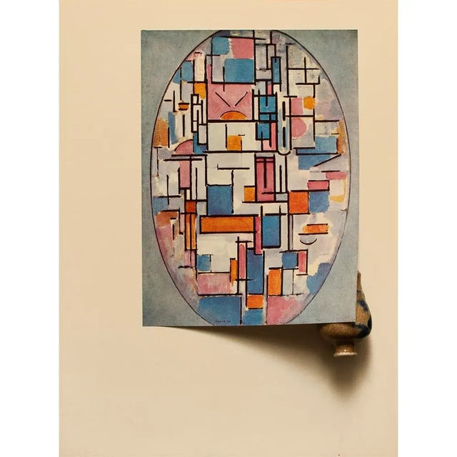 Mid-Century Modern 1958 After Piet Mondrian "Color Squares in Oval" Vintage Full-Color Print From England For Sale - Image 3 of 7