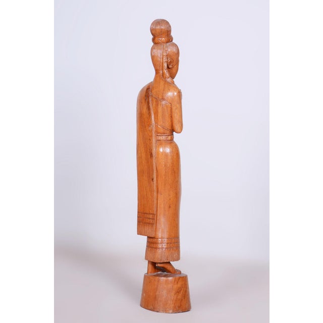 Asian Sculpture in Lacquered Wood, 1950s For Sale - Image 9 of 11