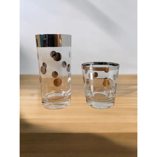 Art Deco 1960s Dorothy Thorpe Polka Dot Barware Glasses Set- 6 Pieces For Sale - Image 3 of 5