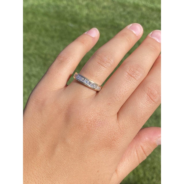The 153rd Street: Channel Set Princess Cut Diamond Band in Yellow Gold For Sale - Image 10 of 10