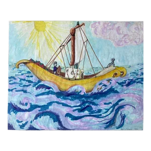 1974 Sue Cohen Mouse Ship Sailing Watercolor
