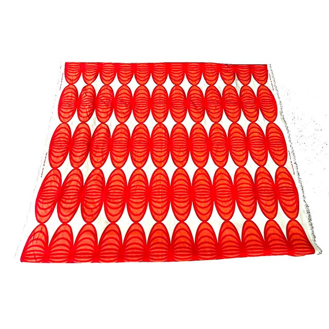 Mid-Century Modern 2007 Ikea Anna Salander 'Tyglösa' Red & Orange Fabric Remnant, Approximately 8' For Sale - Image 3 of 10
