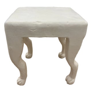 Vintage Signed John Dickinson San Francisco Square "Etruscan" Plaster Side Table / Occasional Table For Sale