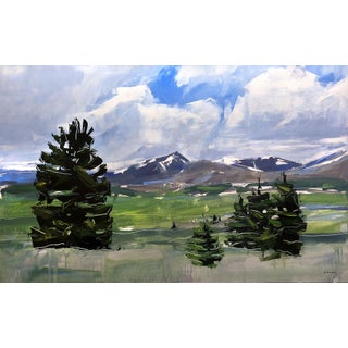 Mt. Evans and Bierstadt, Colorado by David Shingler | Oil on wood panel Landscape with mountains and trees For Sale