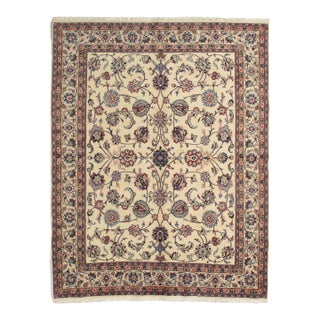 Vintage Hand-Knotted Persian Mashad Rug 6'6" X 8'5" For Sale