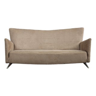 Italian Fabric Sofa with Oblique Cone Feet, 1950s For Sale