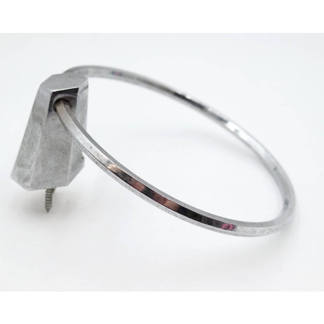 Vintage Nickel Plated Brass Bathroom Towel Ring For Sale - Image 4 of 5