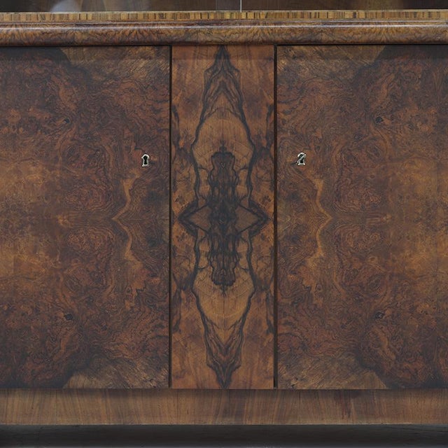 Brown Large Art Deco Walnut Display Bookcase, 1930s For Sale - Image 8 of 13