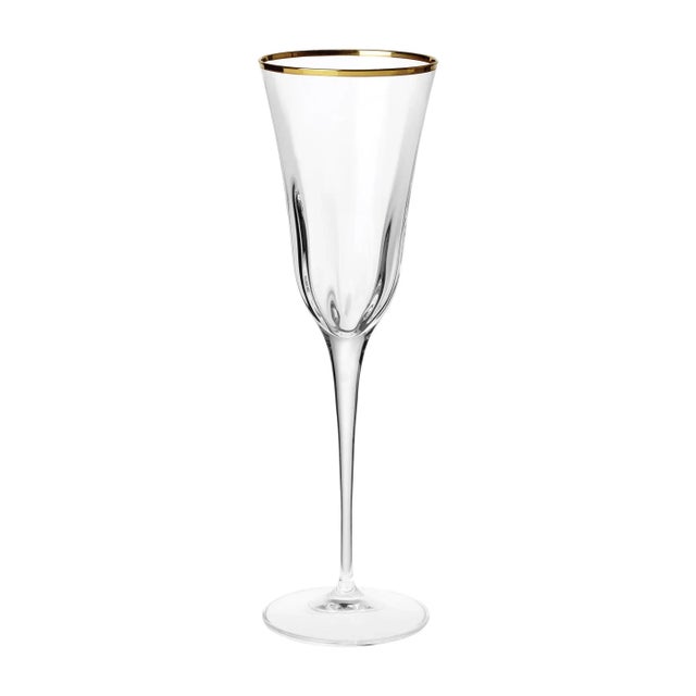VIETRI Optical Gold Champagne Glass For Sale - Image 11 of 11
