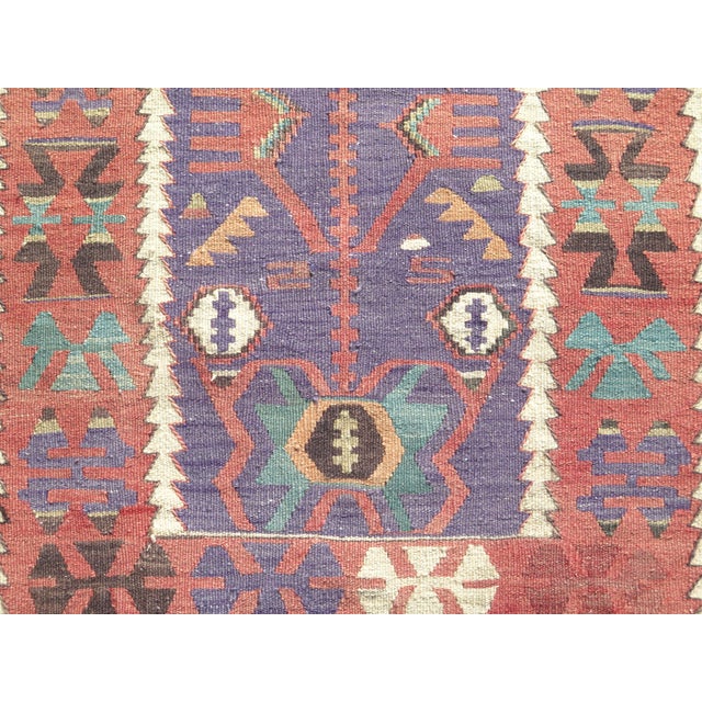 Amethyst Mid 20th Century Soft Pale Colors Small Handmade Turkish Kilim Area Rug For Sale - Image 8 of 11