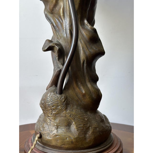 Zinc and Glass Lamp with Nymph from Julien Caussé, 1900s For Sale - Image 15 of 17